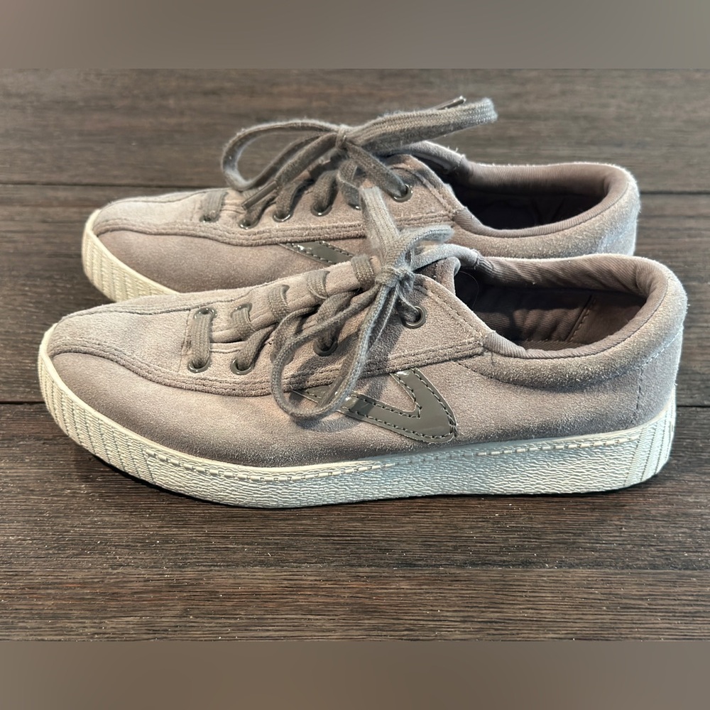 Tretorn WTNYLITE 2 Plus Brown Leather Lace Up Shoes‎ Sz 4, GUC